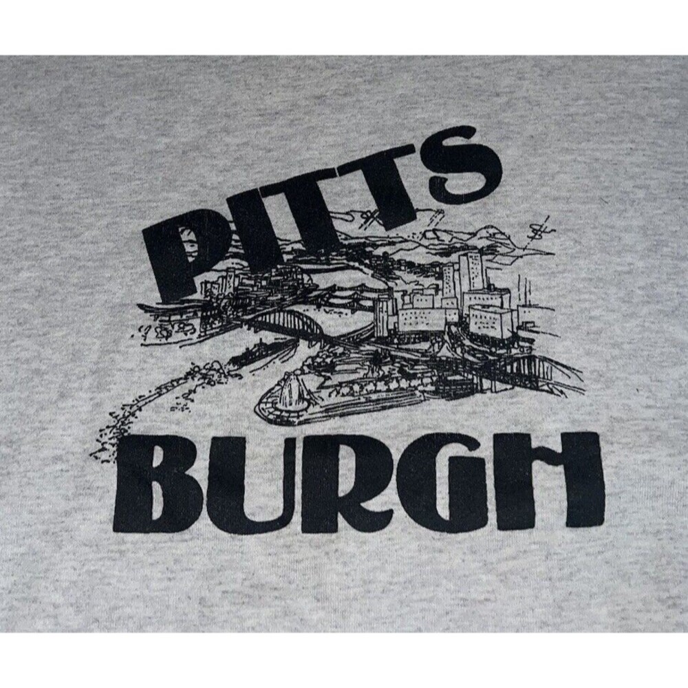Vintage 80s Pittsburgh City And Bridge Skyline Crewneck Sweatshirt XL 22x24 a2